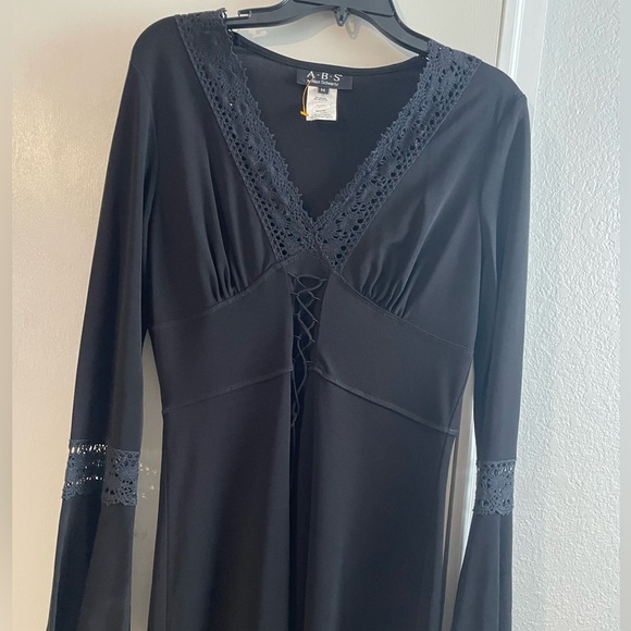 90’s A.B.S By Allen Schwartz Black Gothic Bell Sleeve Corset - Picture 4 of 5